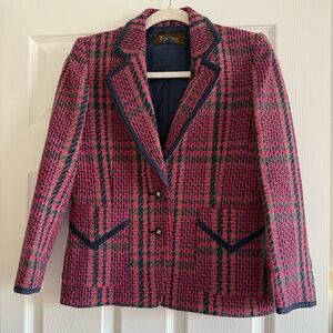 Torrino Women's Pink and Green Plaid Blazer